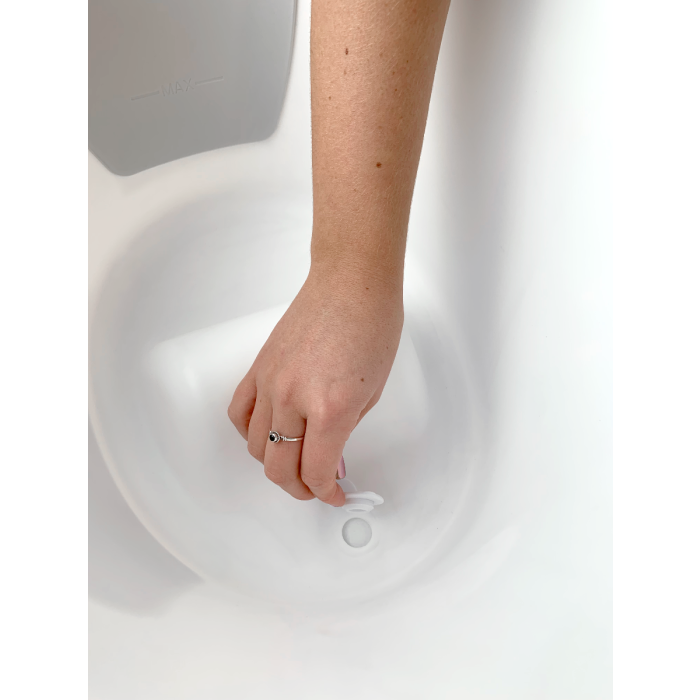 Baby Bath With Plug & Foam Backrest – White/Grey