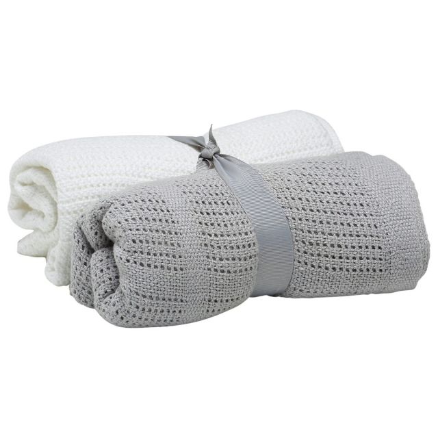 Baby Elegance 2 Pack Cellular Blanket – Grey and White