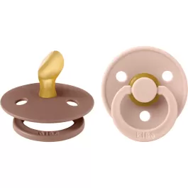 BIBS Latex Anatomical Pacifiers - Blush/Woodchuck - 2 Pack | Bella Baby