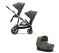 Cybex Gazelle S Duo  Bundle - Newborn Toddler - Taupe Frame with Soho Grey Fabrics