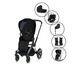 Cybex Priam Travel System With Free Fashion Seat Pack - Deep Black