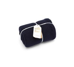 Little Green Sheep Organic Knitted Cellular Baby Blanket - Midnight
