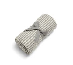 Mamas & Papas Knitted Blanket - Grey & White Stripe