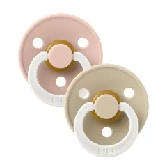 BIBS Colour GLOW Latex Pacifiers - Blush/Vanilla - 2 Pack