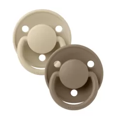 BIBS De Lux Silicone One Size Pacifiers - Vanilla/Dark Oak - 2 Pack