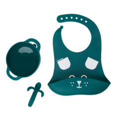 Babymoov First Isy Silicone Bowl, Spoon and bib baby weaning set - Dog