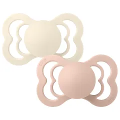 BIBS Supreme Silicone Pacifiers - Ivory/Blush - 2 Pack