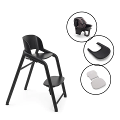Giraffe Highchair & Complete Baby Set Bundle - Black / Black
