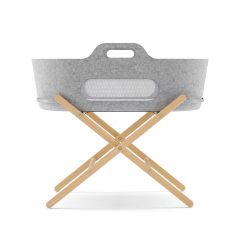 SnuzBaskit Light Grey Moses Basket & Natural Stand