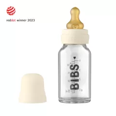 BIBS Baby Glass Bottle Complete Set Latex 110ml - Ivory 