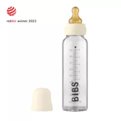 BIBS Baby Glass Bottle Complete Set Latex 225ml - Ivory