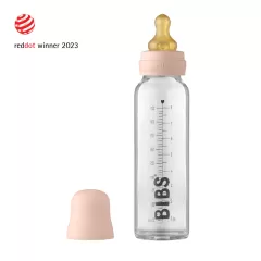 BIBS Baby Glass Bottle Complete Set Latex 225ml - Blush