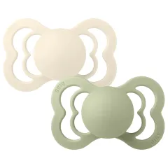 BIBS Supreme Silicone Pacifiers - Ivory/Sage - 2 Pack