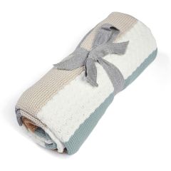 Mamas & Papas Knitted Blanket - Blue Stripe