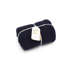 Little Green Sheep Organic Knitted Cellular Baby Blanket - Midnight