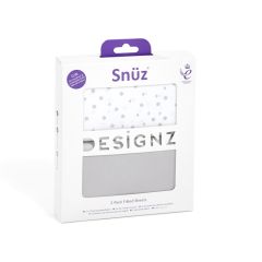 Snuz Crib 2pk Fitted Sheets - Grey Spots
