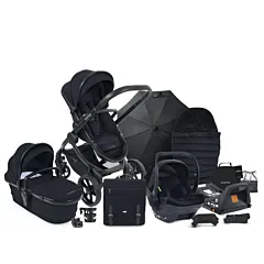 Peach7 Complete Bundle Travel System with Cocoon Car Seat & Base - Black Edition