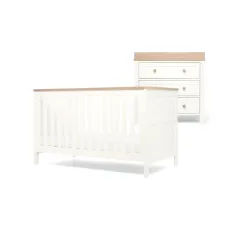 Wedmore 2 Piece Cotbed & Dresser Changer Set- White/Natural