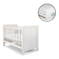 Atlas Cot Bed & Premium Dual Core Mattress Bundle - White 