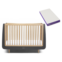 SnuzKot Skandi Slate Cot Bed & SnuzSurface Duo Mattress Bundle 
