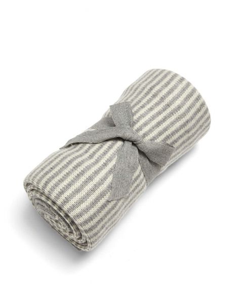 Mamas & Papas Knitted Blanket - Grey & White Stripe