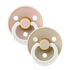 BIBS Colour GLOW Latex Pacifiers - Blush/Vanilla - 2 Pack
