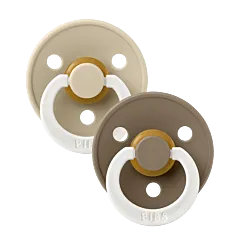 BIBS Colour GLOW Latex Pacifiers -  Vanilla/Dark Oak - 2 Pack