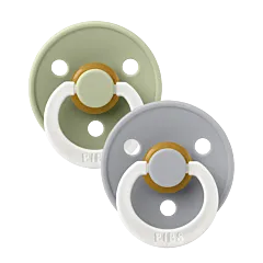 BIBS Colour GLOW Latex Pacifiers - Sage/Cloud - 2 Pack