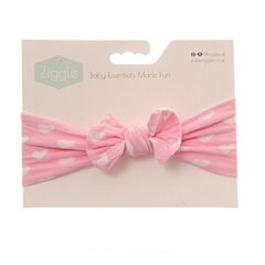 Ziggle Pink and White Hearts Bow Turban Headband
