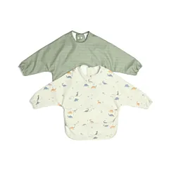 Mamas & Papas Long sleeved Bibs 2Pack- Dino Stripe