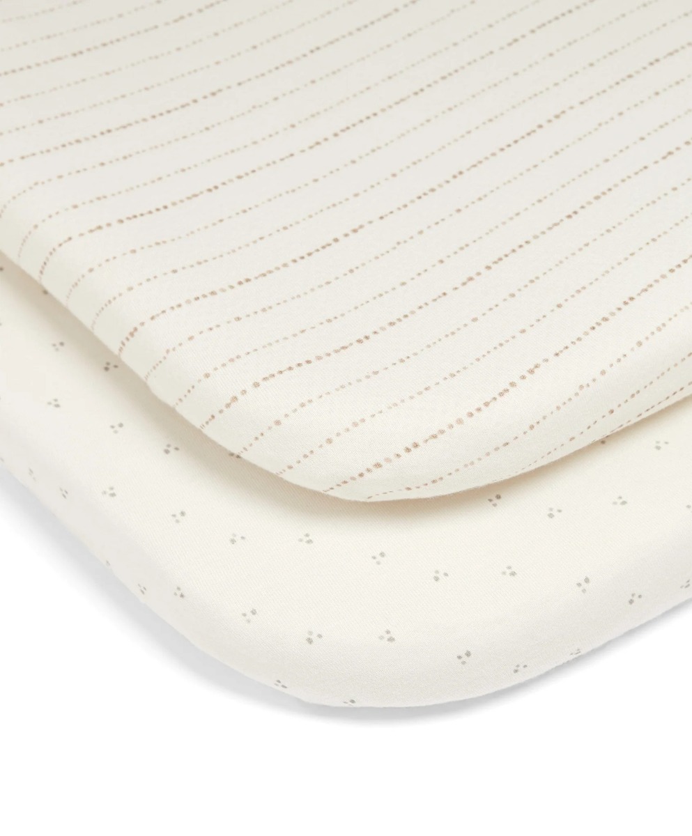Mamas Papas Lua Bedside Crib Sheets 2 Pack Oatmeal Bella